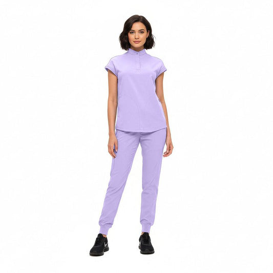 Women's Jogger Scrub Set with OverSized Scrub Top with Mandarin Top  # 4403