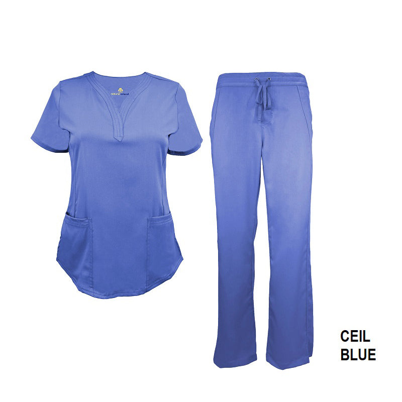 Women's Soft Stretch Drop-Neck 2 Pocket Scrub Sets  (STYLE# 8200-9200)