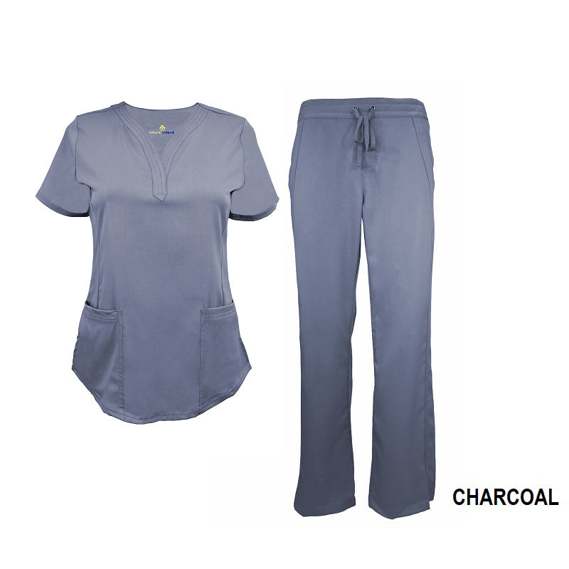 Women's Soft Stretch Drop-Neck 2 Pocket Scrub Sets  (STYLE# 8200-9200)