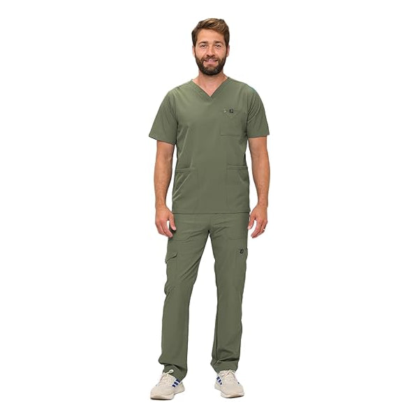 Mens Stretch Multi-Pocket Cargo Scrub Set (STYLE# 3400SET)