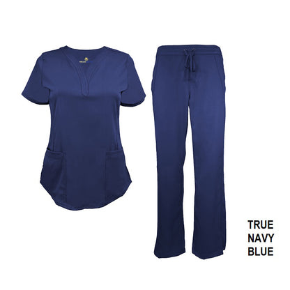 Women's Soft Stretch Drop-Neck 2 Pocket Scrub Sets  (STYLE# 8200-9200)