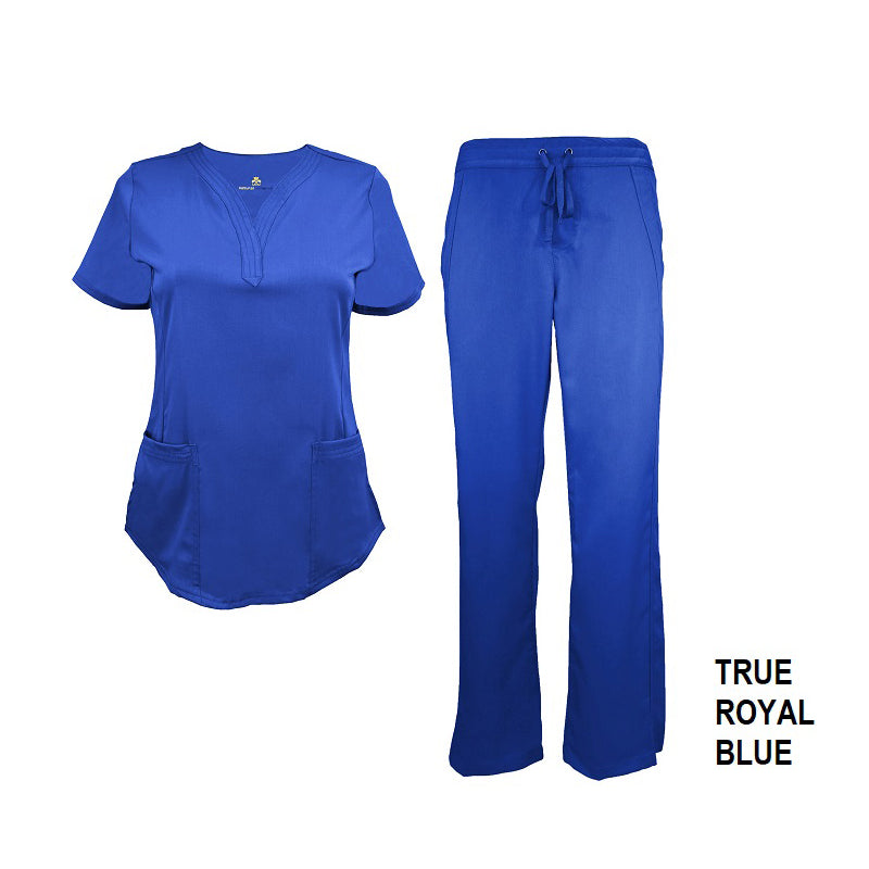 Women's Soft Stretch Drop-Neck 2 Pocket Scrub Sets  (STYLE# 8200-9200)