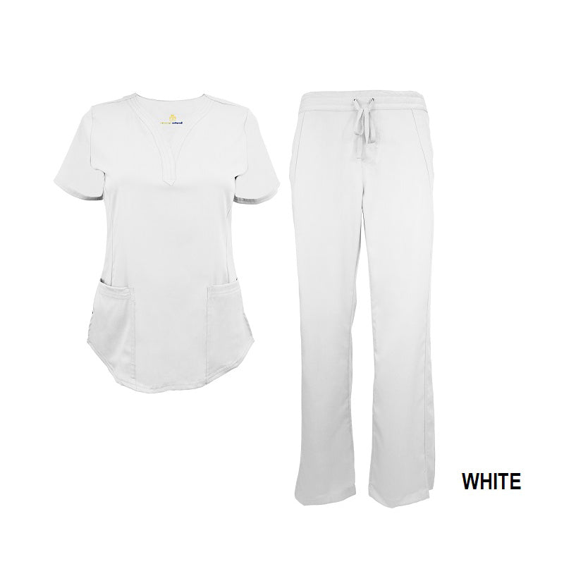 Women's Soft Stretch Drop-Neck 2 Pocket Scrub Sets  (STYLE# 8200-9200)